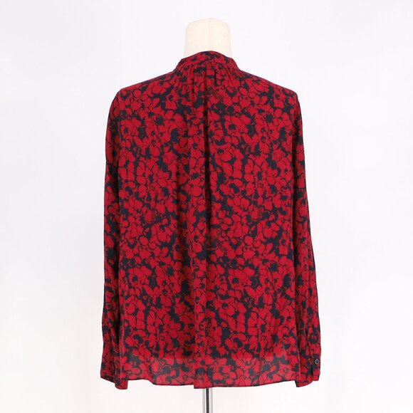 ZADIG & VOLTAIRE Tink Bico Red Floral Blouse Top Viscose Split Neck Size XS - Picture 5 of 8